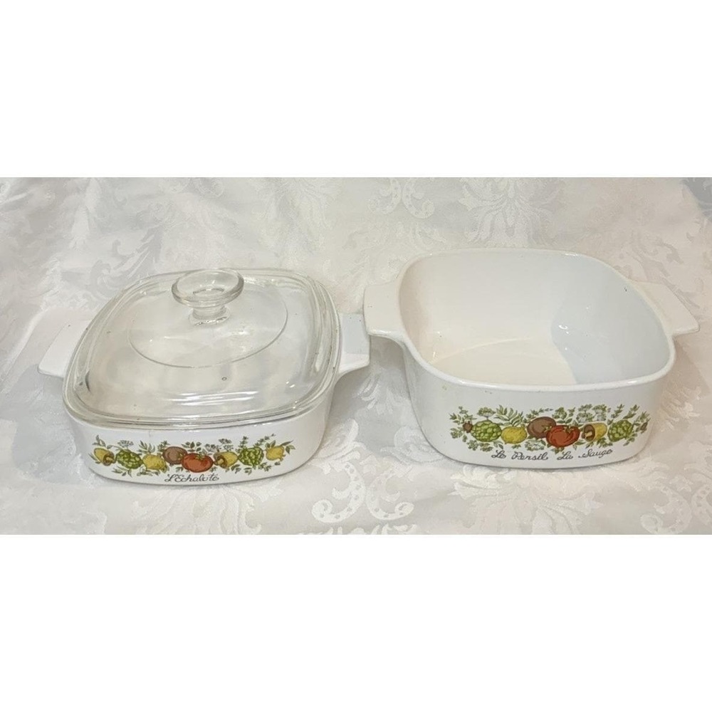 vintage Corning Ware "Spice of Life" "parsley and sage" casserole dishes